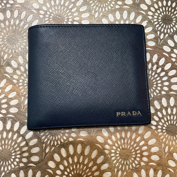 Prada Other - 5715 PRADA Men's Saffiano Leather Saffiano Print Bifold Wallet Blue Multicolor